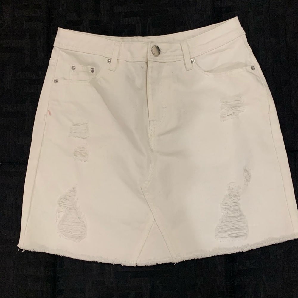 H&M White Denim Mini Skirt